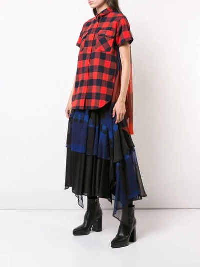 Shop Sacai Checked Shirt Dress In Red