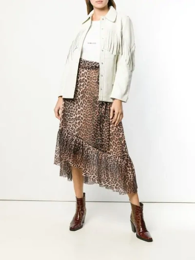 Shop Ganni Tilden Mesh Skirt In Brown