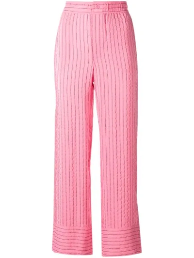 Shop Ganni Striped Cropped Trousers - Pink