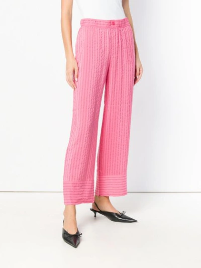 Shop Ganni Striped Cropped Trousers - Pink