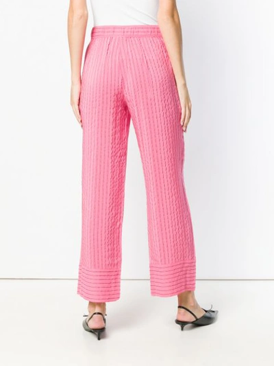 Shop Ganni Striped Cropped Trousers - Pink