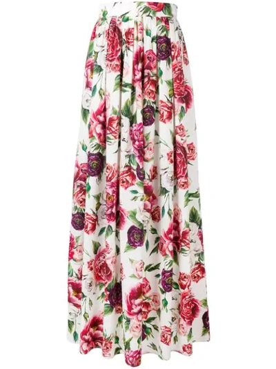 Shop Dolce & Gabbana Peony Print Maxi Skirt In Pink