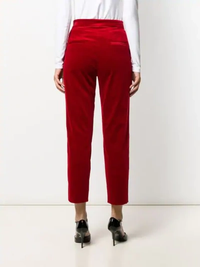 Shop Dolce & Gabbana Velvet High Waisted Trousers In Red