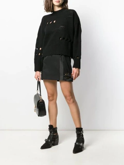 VERSACE FITTED SIDE BUCKLES SHORT SKIRT - 黑色