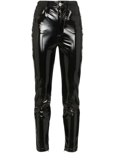 Shop Ben Taverniti Unravel Project High Waisted Skinny Latex Jeans In Black