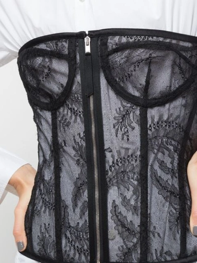 Shop Saint Laurent Lace Bustier Top In Black