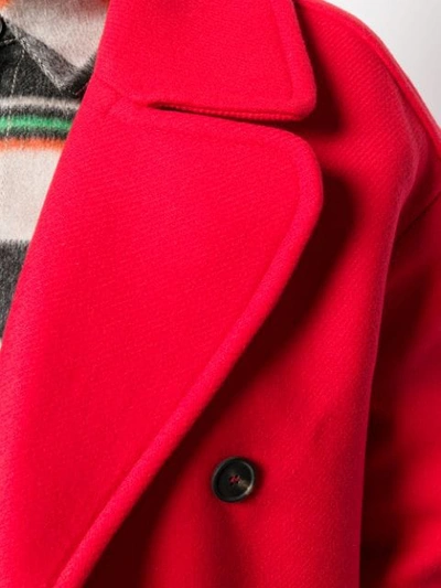 Shop Tela Double Breasted Coat In Red