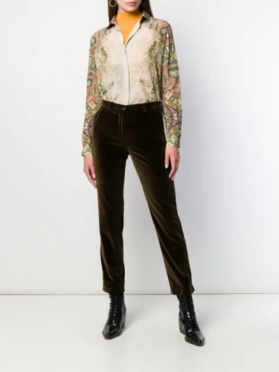 Shop Etro Printed Sleeve Blouse In Green