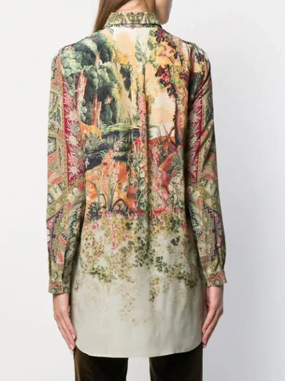 Shop Etro Printed Sleeve Blouse In Green