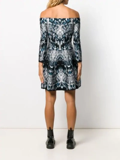 ALEXANDER MCQUEEN OFF-SHOULDER PRINTED DRESS - 蓝色