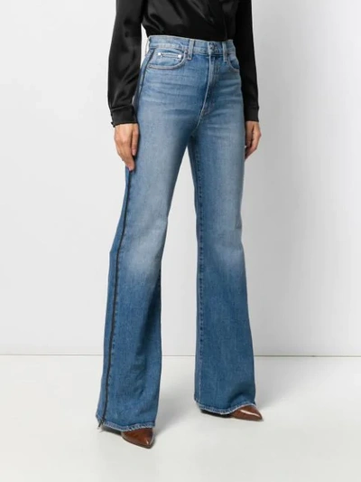 Shop Alice And Olivia Wide Leg Side-zip Jeans In Blue