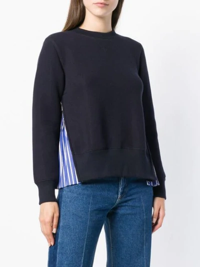 Shop Sacai Contrast Panel Sweater - Blue