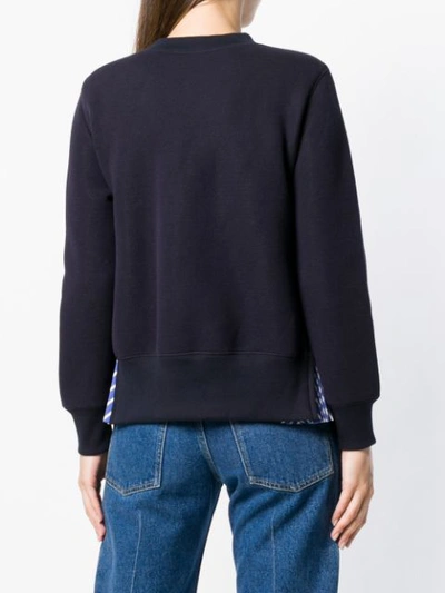 Shop Sacai Contrast Panel Sweater - Blue