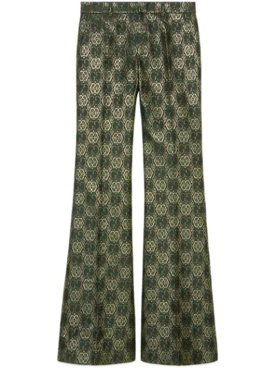 Shop Gucci Gg Art Deco Floral Pant In Green