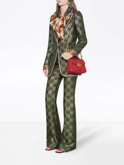 Shop Gucci Gg Art Deco Floral Pant In Green