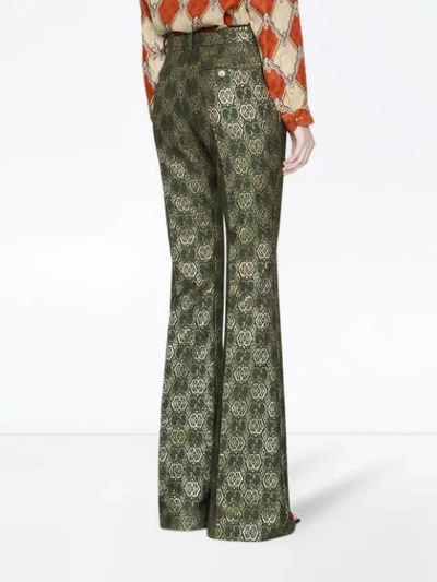 Shop Gucci Gg Art Deco Floral Pant In Green