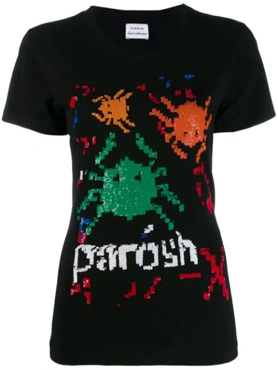Shop P.a.r.o.s.h Logo Embroidered T-shirt In Black