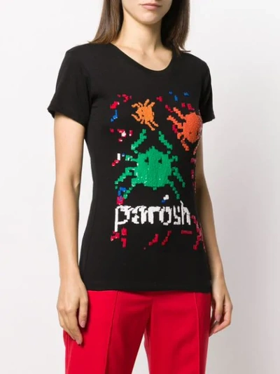 Shop P.a.r.o.s.h Logo Embroidered T-shirt In Black