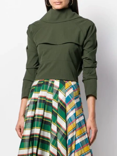Shop A.w.a.k.e. Ruched Sleeve Top In Green