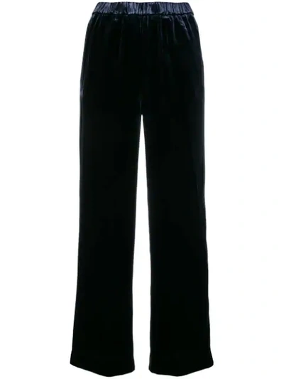 Shop Aspesi Velvet Cropped Trousers In Blue