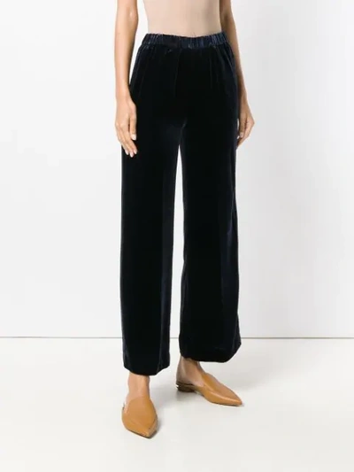 Shop Aspesi Velvet Cropped Trousers In Blue