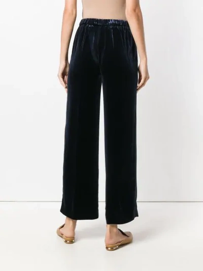 Shop Aspesi Velvet Cropped Trousers In Blue