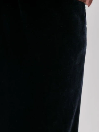 Aspesi Velvet Cropped Trousers In Blue