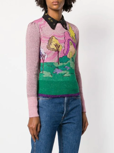 Shop Coach Spooky Cottage Crew Neck Sweater - Pink