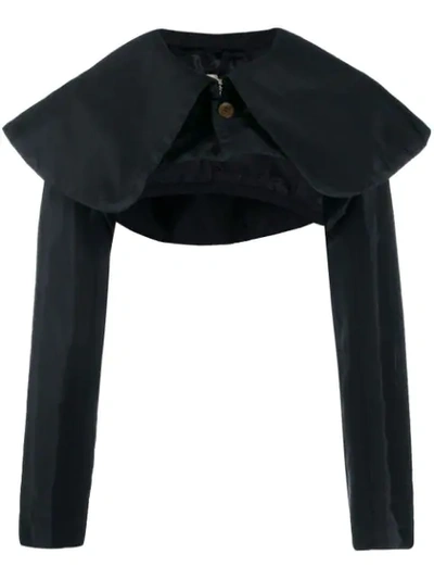 Shop Comme Des Garçons Comme Des Garçons Shoulder-cape Cropped Coat In Black