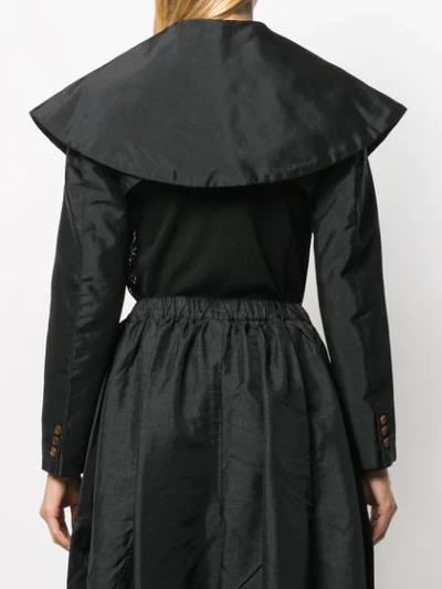 Shop Comme Des Garçons Comme Des Garçons Shoulder-cape Cropped Coat In Black