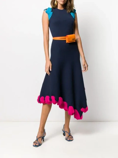 Shop Jw Anderson Contrast Lace Up Trims Dress In Blue