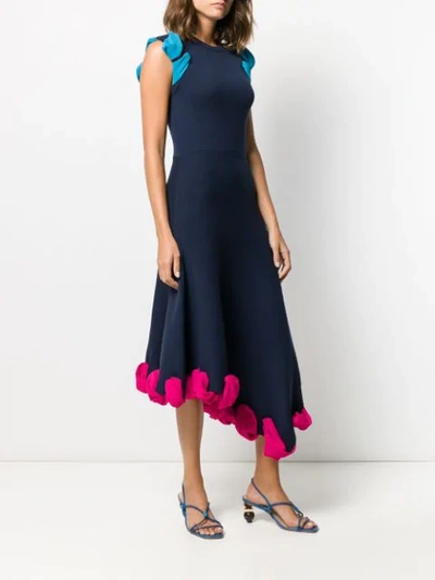 Shop Jw Anderson Contrast Lace Up Trims Dress In Blue