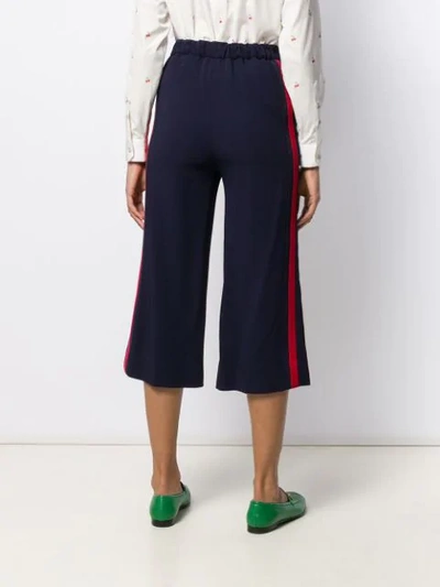 Shop Gucci Viscose Culotte Trousers With Web In Blue