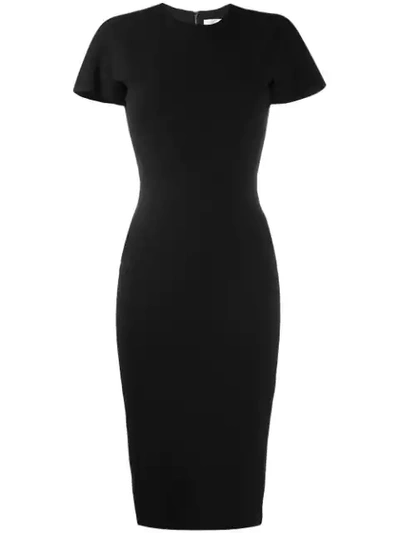 Shop Victoria Beckham Short Sleeve Fitted Dress In Black