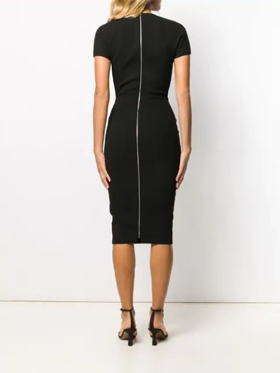 Shop Victoria Beckham Short Sleeve Fitted Dress In Black
