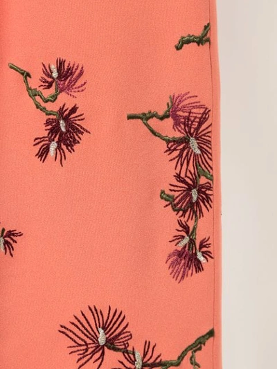 Shop Erdem Floral Midi Skirt In Peach/burgundy