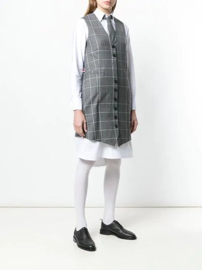 Shop Thom Browne Windowpane Vest Mini Dress In Grey