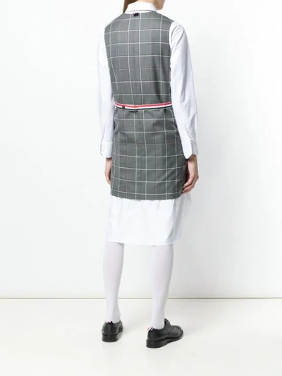 Shop Thom Browne Windowpane Vest Mini Dress In Grey