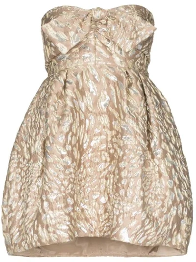 Shop Alexandre Vauthier Bustier Pouf-style Mini Dress In Neutrals