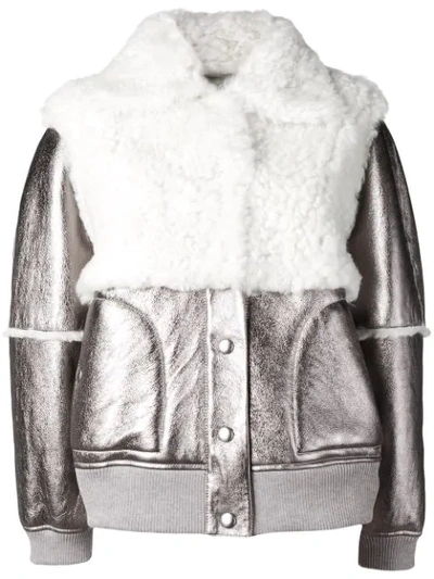 Shop See By Chloé Metallic Shearling Bomber Jacket