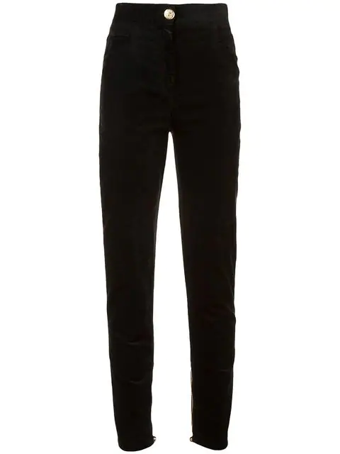 black velvet skinny trousers