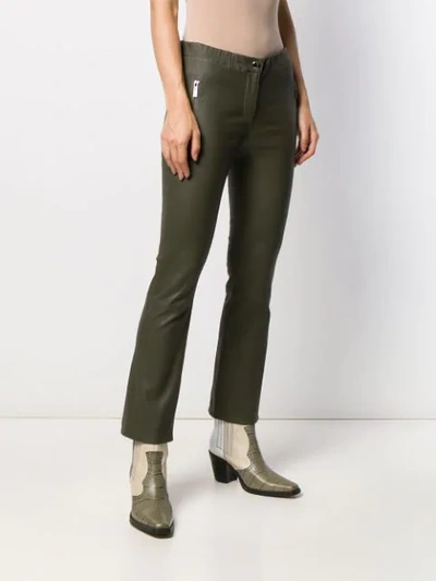 Shop Arma Kickflare Leather Trousers In Green