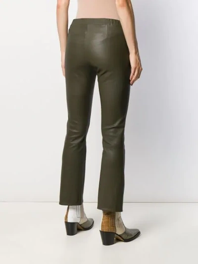 Shop Arma Kickflare Leather Trousers In Green