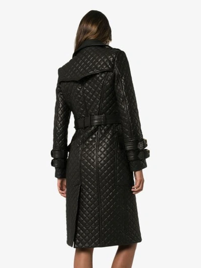 Shop Balmain Quilted Double-breasted Trench Coat In 0pa Noir 