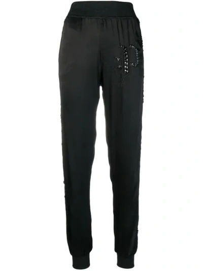 Shop Philipp Plein Sequin Embellished Track Pants In Black