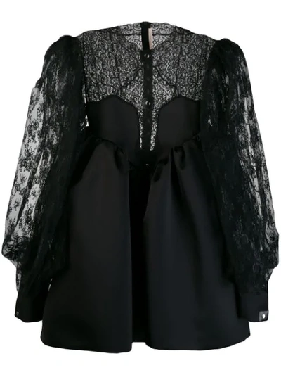 Shop Christopher Kane Cupcake Lace Sleeve Mini Dress In Black