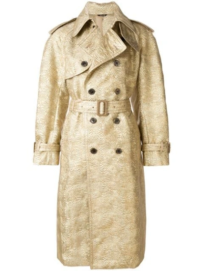 Shop Maison Margiela Buttoned Embossed Design Coat In Yellow