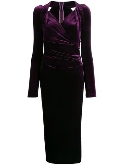 Shop Talbot Runhof Ruched Dress In Purple