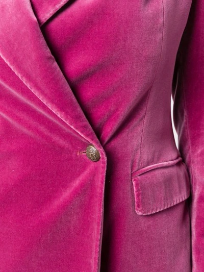 Shop Tagliatore Velvet Double Breasted Blazer - Pink