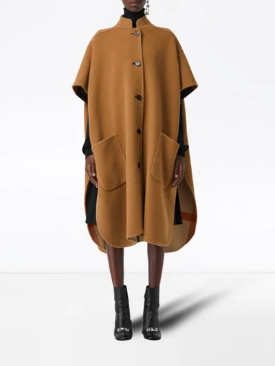 Shop Burberry Reversible Check Oversized Poncho In 1002 Camel